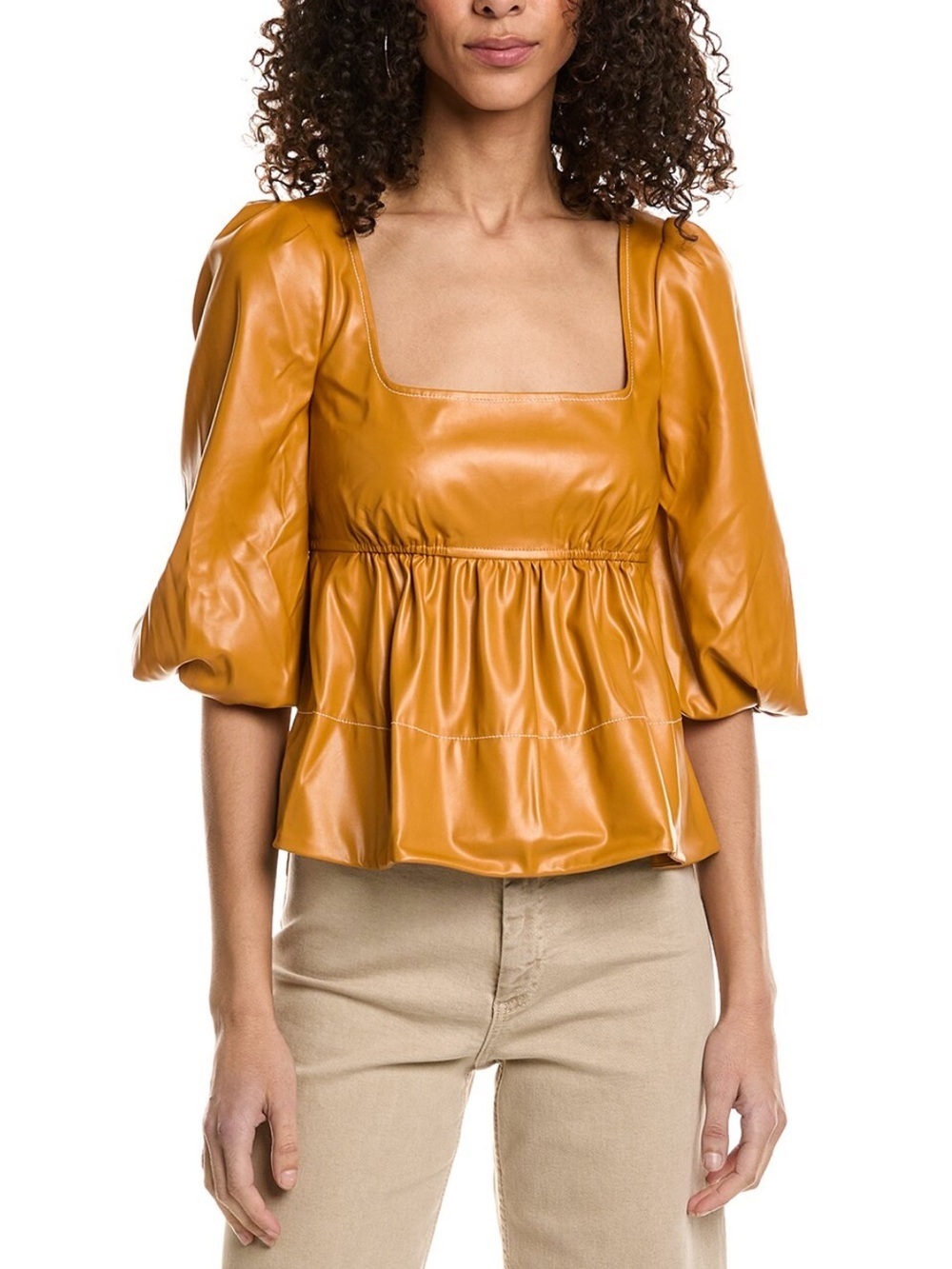 NWT STAUD PU SQUARE NECK PEPLUM SOHPIE TOP